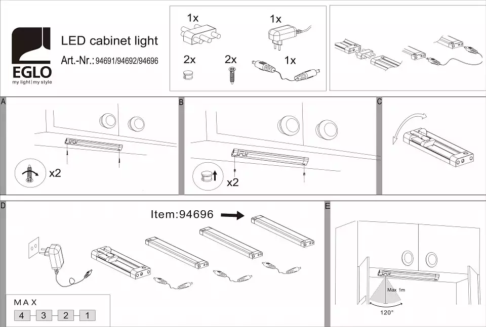 Мебельный светодиодный светильник Eglo Vendres 94692