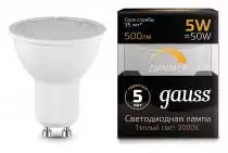 Лампа светодиодная Gauss 1015 GU10 5Вт 2700K 101506105-D