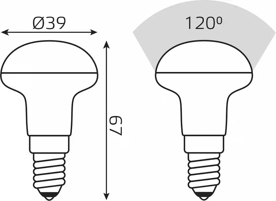 Лампа светодиодная Gauss R39 E14 4Вт 3000K 63114