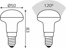 Лампа светодиодная Gauss R50 E14 6Вт 3000K 63116