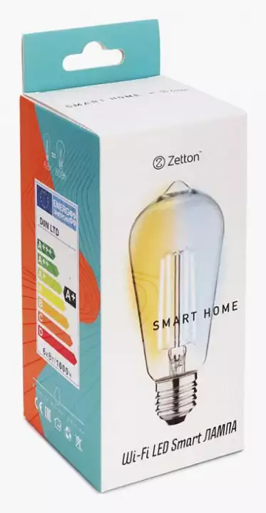 Лампа светодиодная с управлением через Wi-Fi Zetton Smart Wi-Fi Bulb E27 6Вт 2200-6500K ZTSHLBWCWE272RU