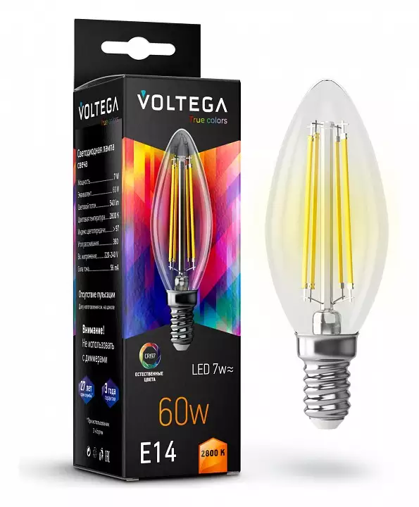 Лампа светодиодная Voltega True colors E14 7Вт 2800K 7152