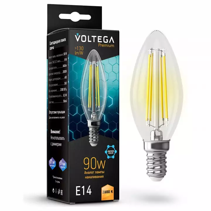Лампа светодиодная Voltega Premium E14 7Вт 2800K 7134