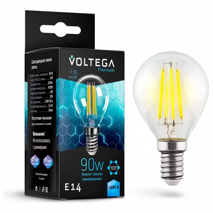 Лампа светодиодная Voltega Premium E14 7Вт 4000K 7137