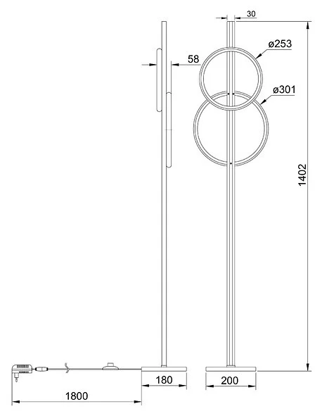 Торшер Arte Lamp Fluido A3913PN-24BK