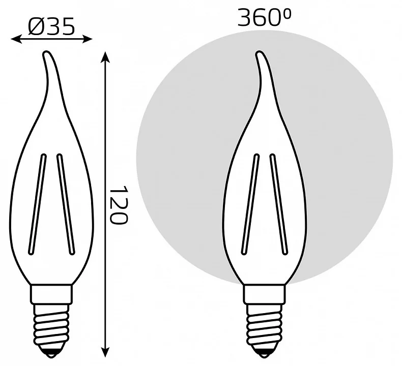 Лампа светодиодная Gauss Filament E14 7Вт 4100K 104901207T