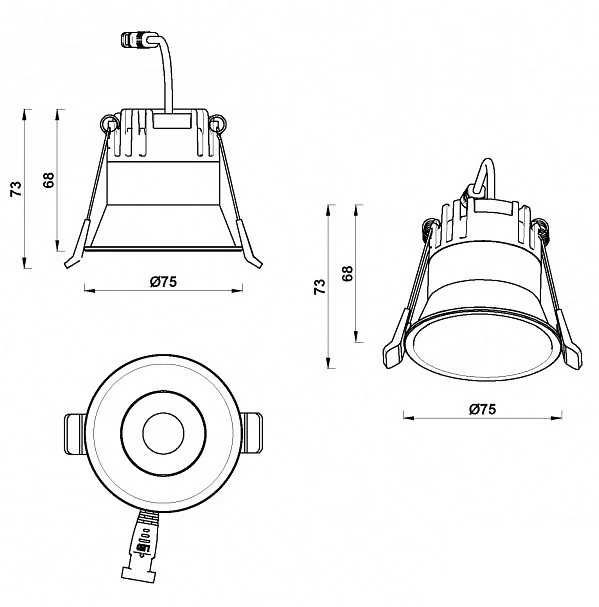 Встраиваемый светильник iLedex Mars 207-7W-D75-3000K-24DG-BK